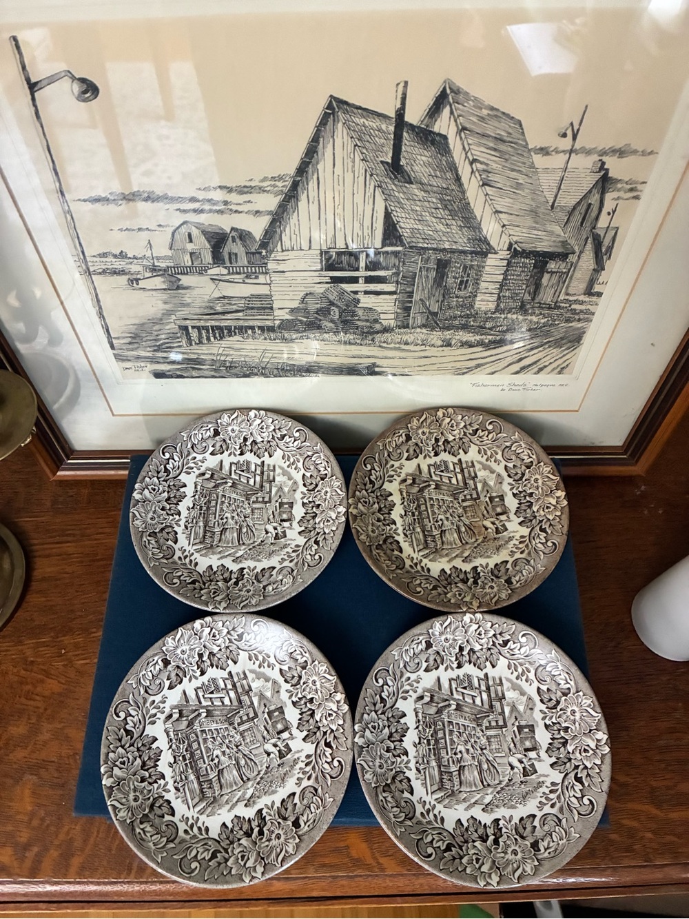 Set of 4 Vintage Dickens Series Bread & Butter Plates | Transferware